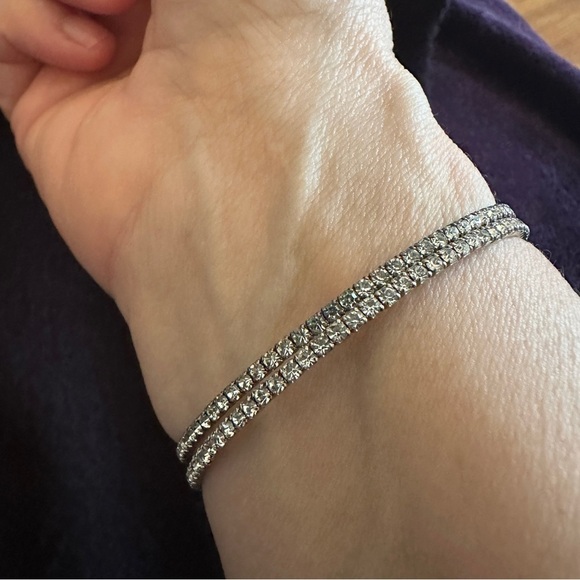 Silver Minimalist Double-Strand Bracelet - Picture 7 of 13